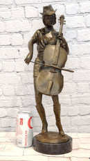 Large Bronze Sculpture Music Woman Cowgirl Art Statue Cello Player by Anderson