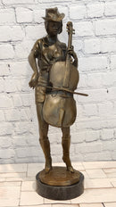 Large Bronze Sculpture Music Woman Cowgirl Art Statue Cello Player by Anderson