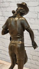 Large Bronze Sculpture Music Woman Cowgirl Art Statue Cello Player by Anderson