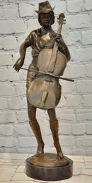 Large Bronze Sculpture Music Woman Cowgirl Art Statue Cello Player by Anderson