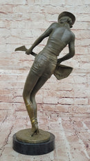 Rock and Roll Girl Guitarist Bronze Sculpture on Base