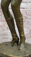 Rock and Roll Girl Guitarist Bronze Sculpture on Base