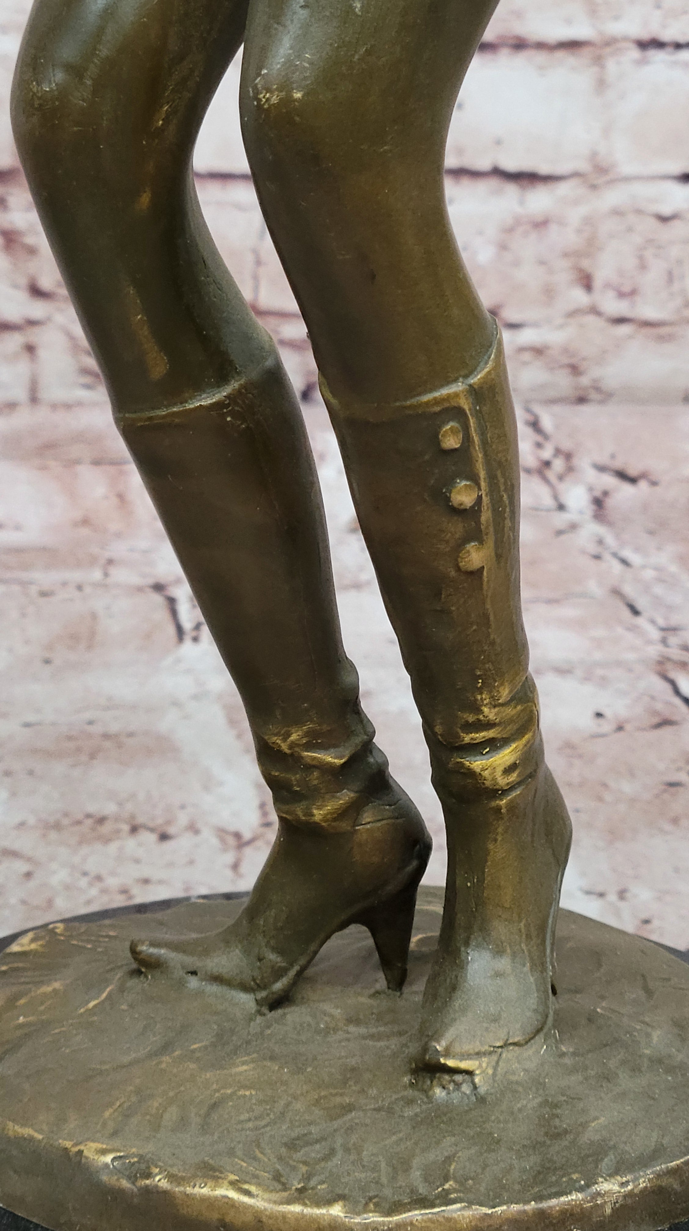Rock and Roll Girl Guitarist Bronze Sculpture on Base