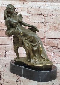 Seated Lady in Ornate Chair Bronze Sculpture