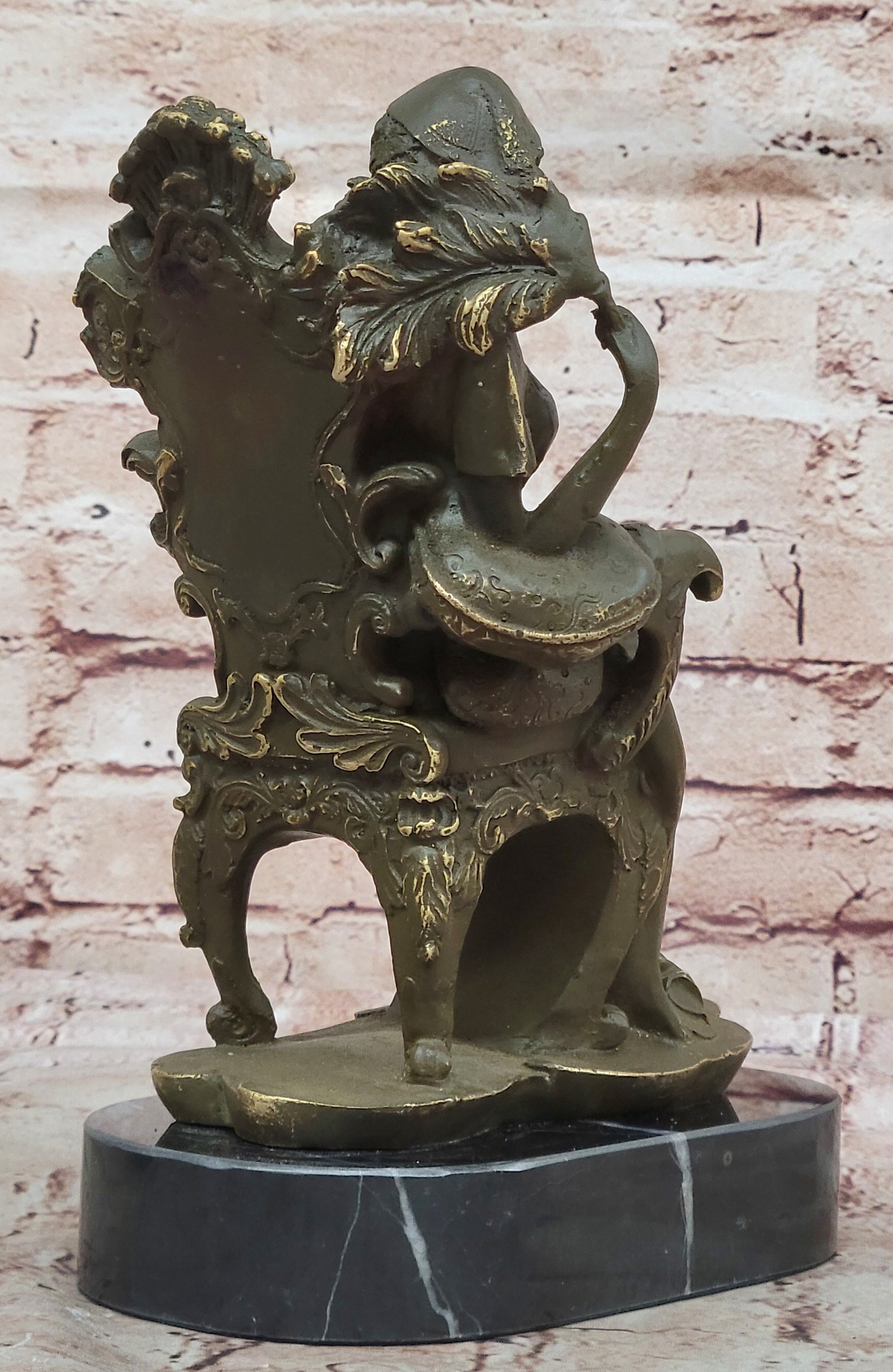 Seated Lady in Ornate Chair Bronze Sculpture