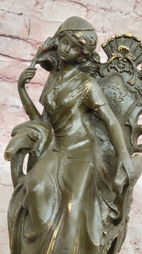 Seated Lady in Ornate Chair Bronze Sculpture