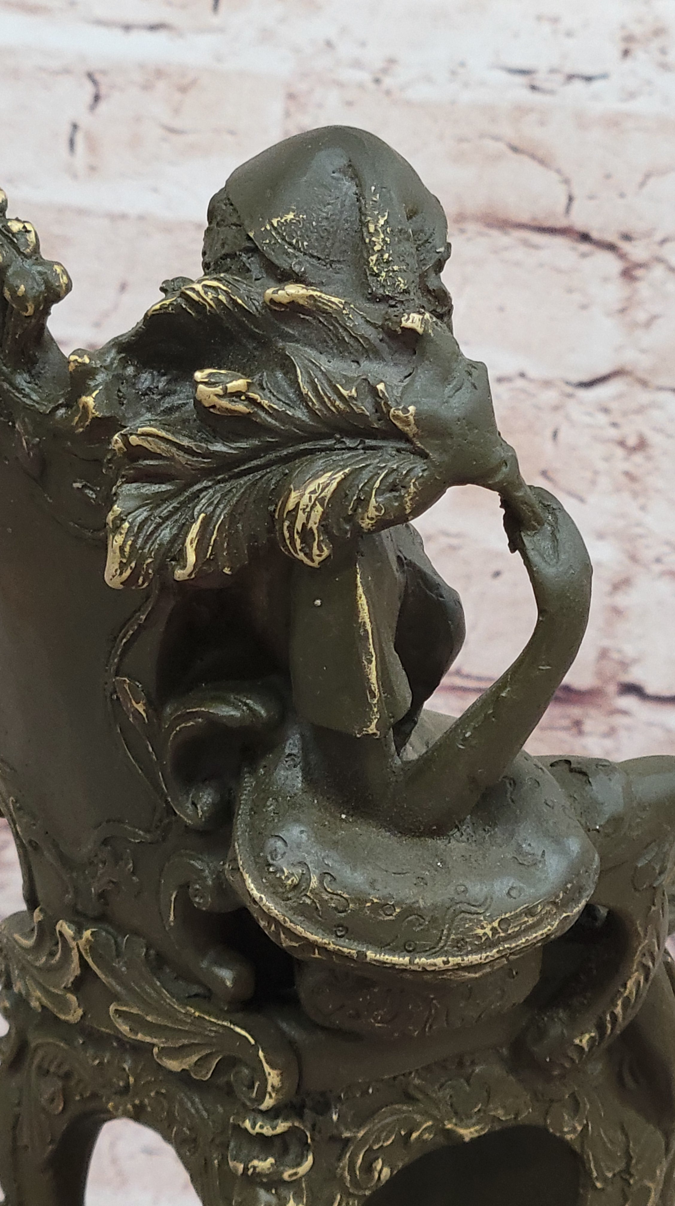 Seated Lady in Ornate Chair Bronze Sculpture