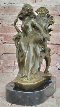 Seated Lady in Ornate Chair Bronze Sculpture