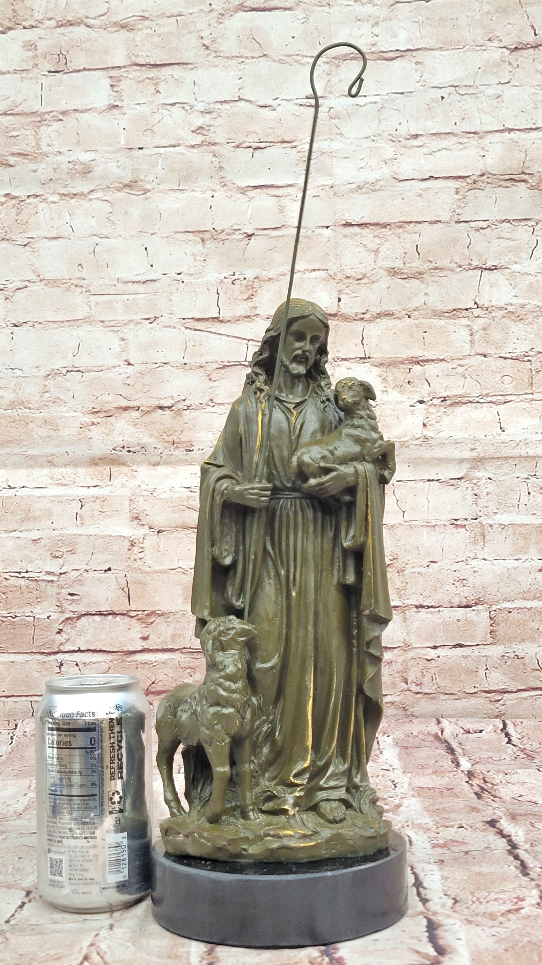 Jesus as Shepherd with Lambs Bronze Sculpture