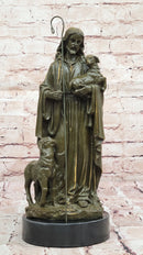 Jesus as Shepherd with Lambs Bronze Sculpture