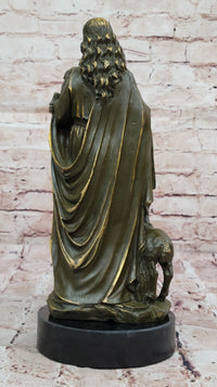 Jesus as Shepherd with Lambs Bronze Sculpture