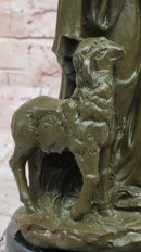 Jesus as Shepherd with Lambs Bronze Sculpture