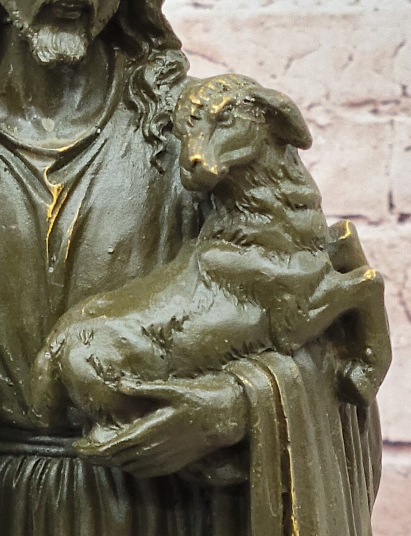 Jesus as Shepherd with Lambs Bronze Sculpture