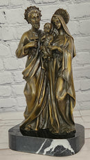 Holy Family Genuine Bronze Sculpture Religious Figurine Signed Valli Artwork Art