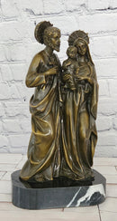 Holy Family Genuine Bronze Sculpture Religious Figurine Signed Valli Artwork Art