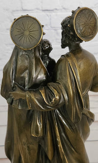Holy Family Genuine Bronze Sculpture Religious Figurine Signed Valli Artwork Art