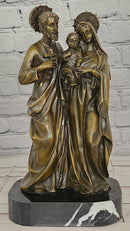 Holy Family Genuine Bronze Sculpture Religious Figurine Signed Valli Artwork Art