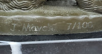 Bronze Satyr and Nymph Bacchante Sculpture on Marble Base