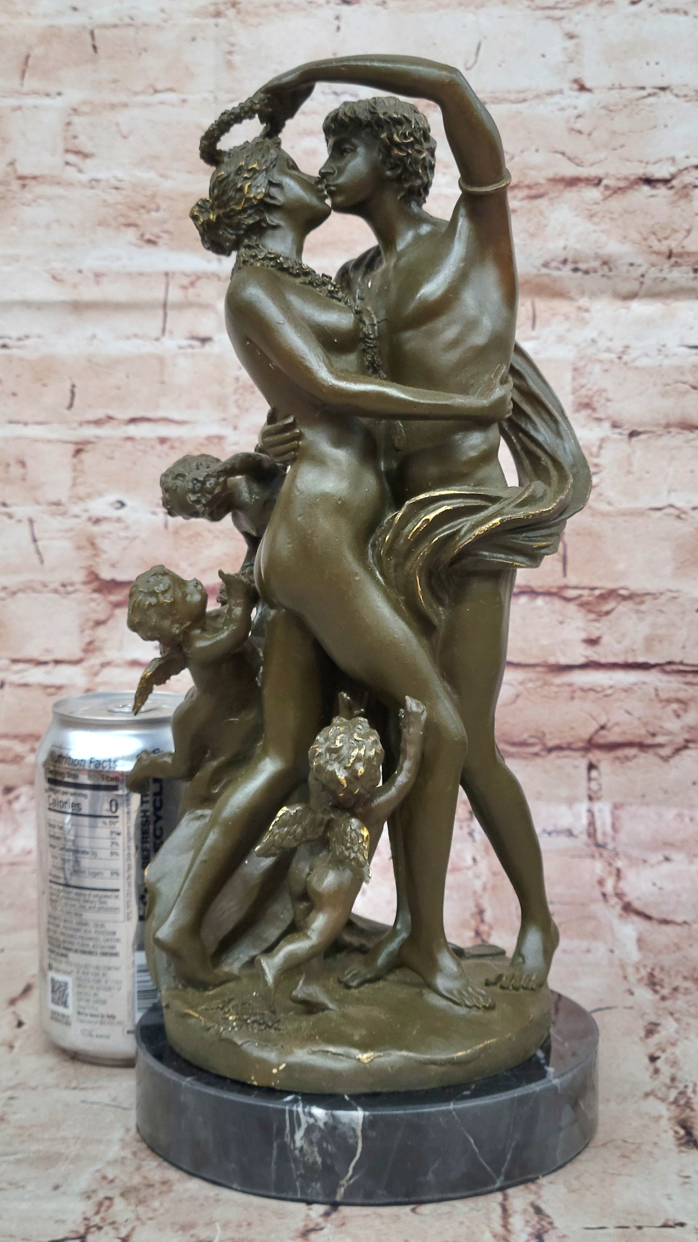 Romantic Lovers & Cherubs Bronze Sculpture by Milo