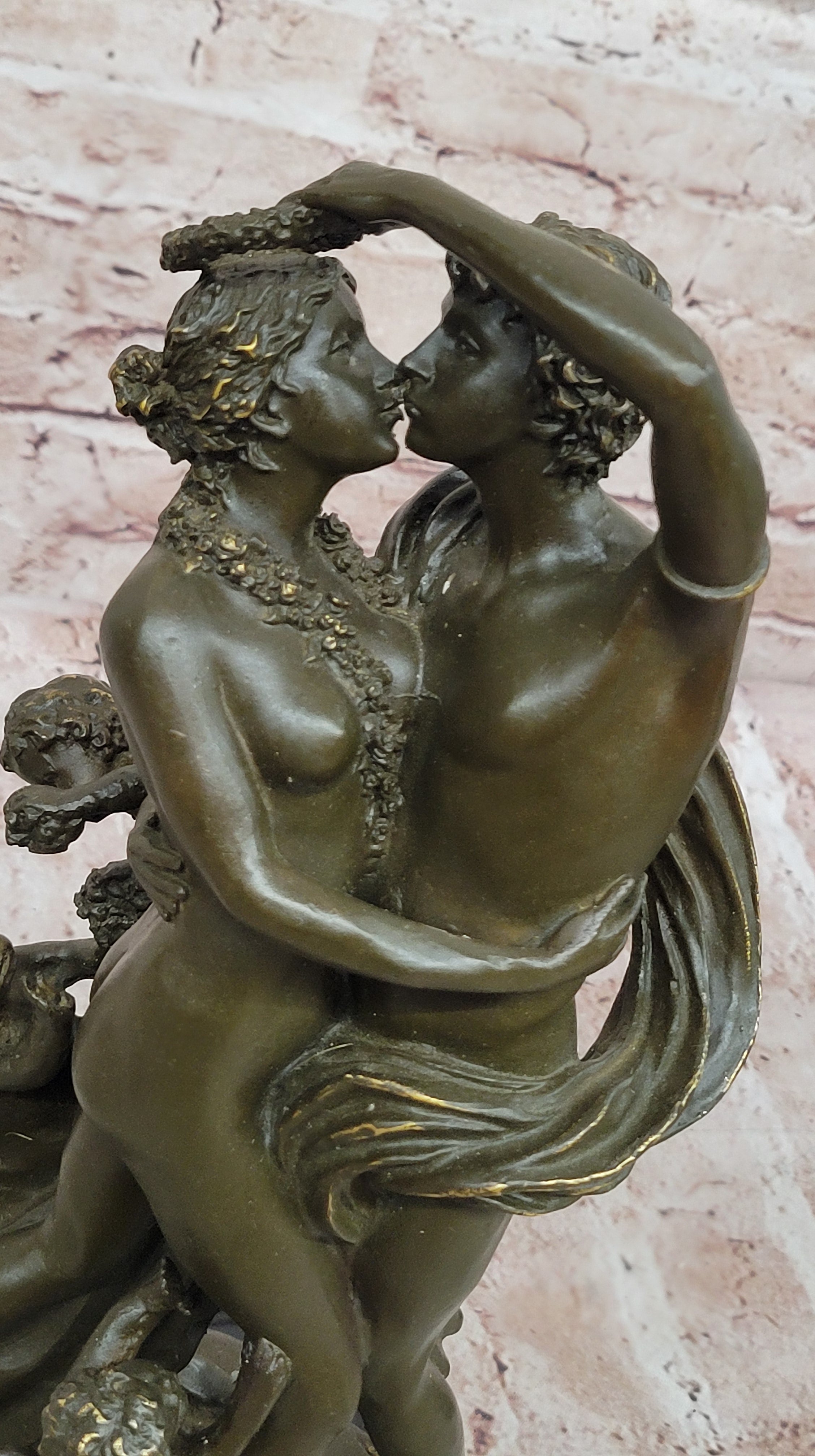 Romantic Lovers & Cherubs Bronze Sculpture by Milo