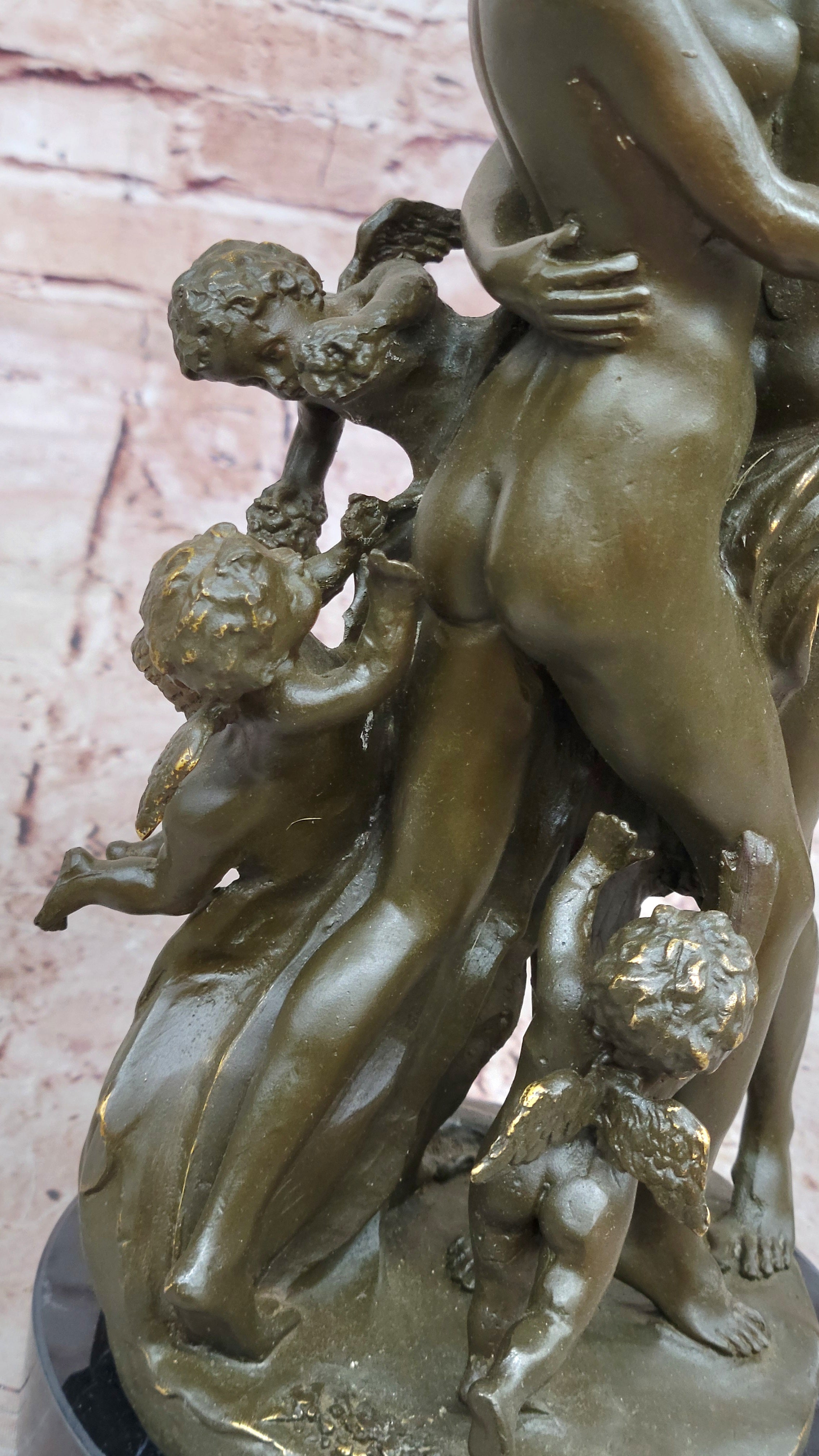 Romantic Lovers & Cherubs Bronze Sculpture by Milo