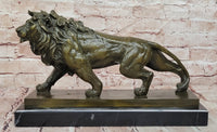 Finest Majestic Bronze Lion Sculpture by Barye Wildlife Animal Artwork Statue