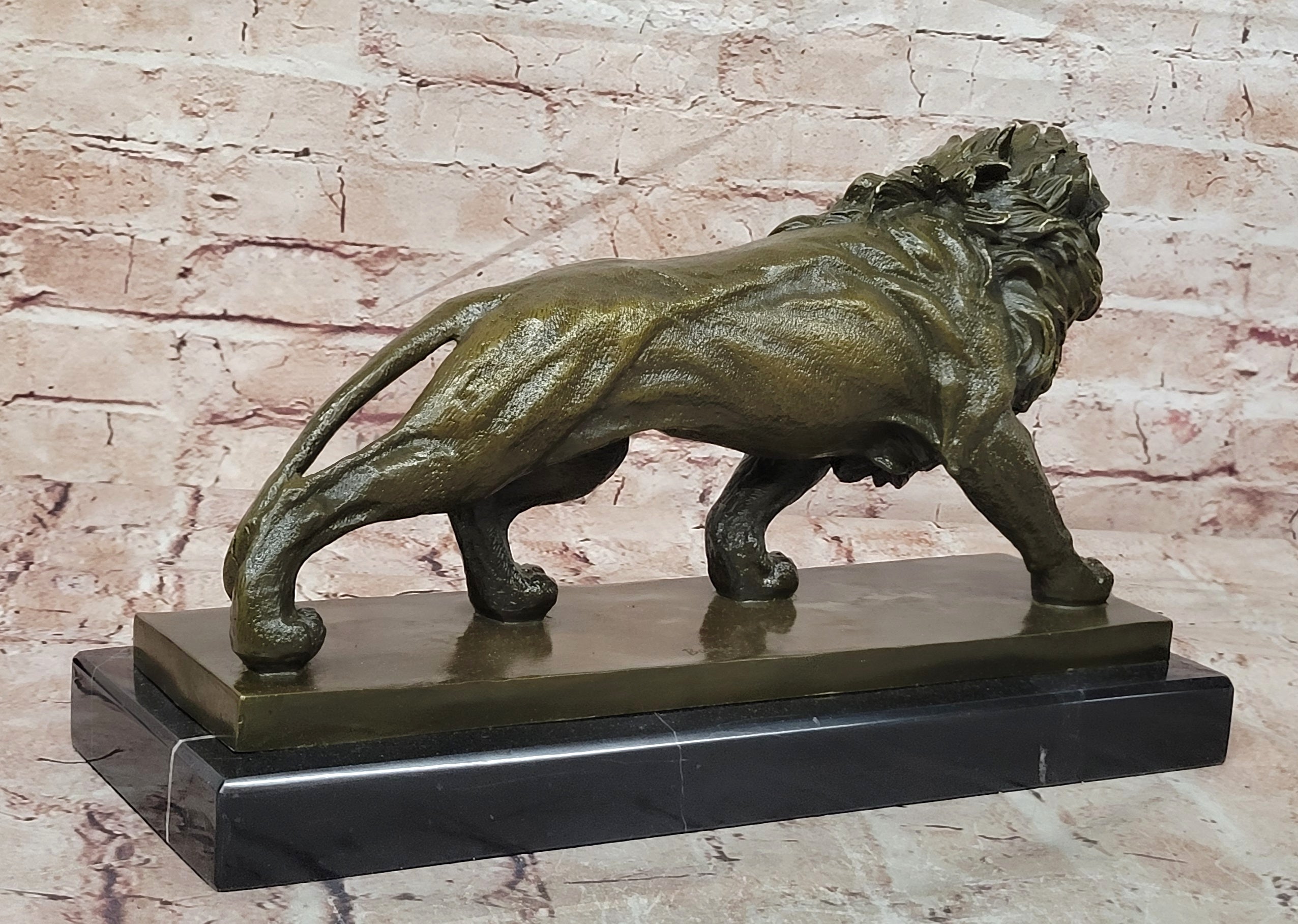 Finest Majestic Bronze Lion Sculpture by Barye Wildlife Animal Artwork Statue