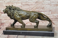 Finest Majestic Bronze Lion Sculpture by Barye Wildlife Animal Artwork Statue