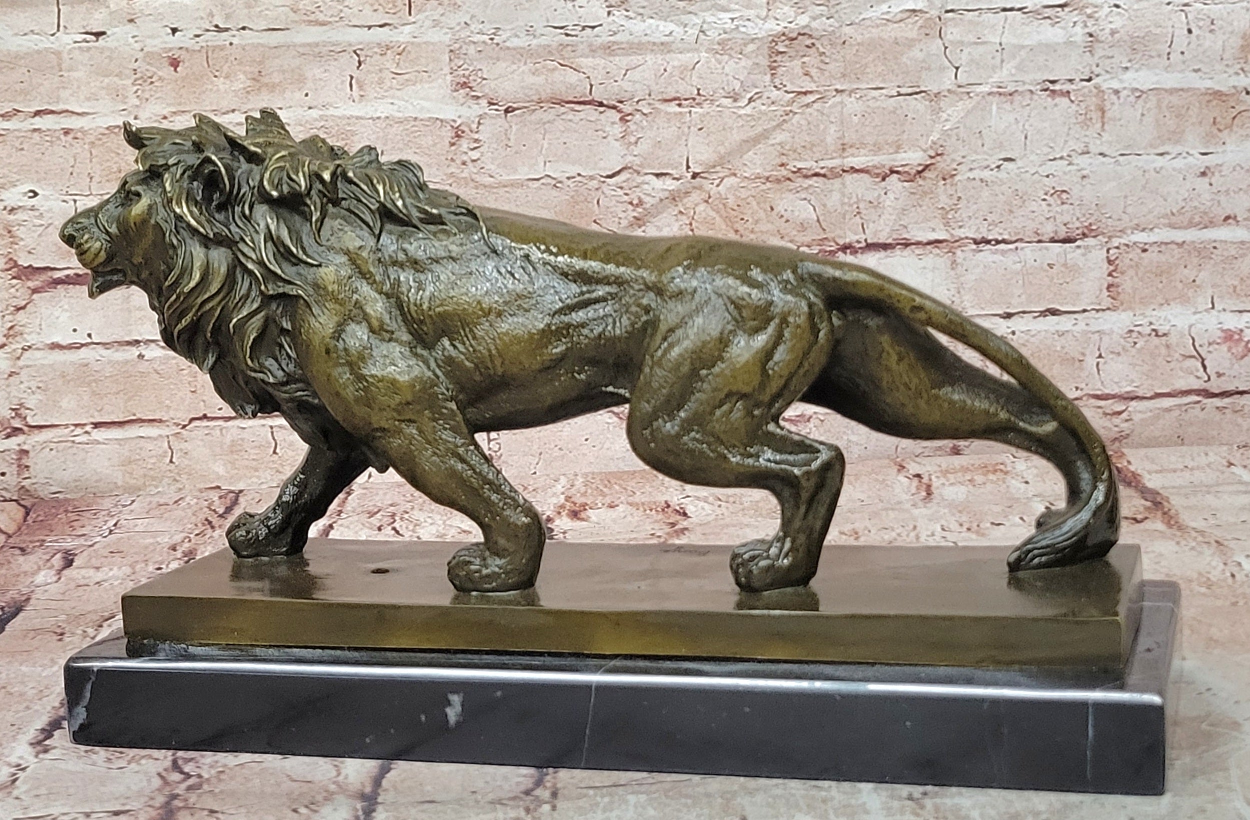 Finest Majestic Bronze Lion Sculpture by Barye Wildlife Animal Artwork Statue