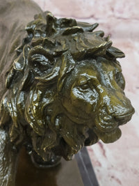 Finest Majestic Bronze Lion Sculpture by Barye Wildlife Animal Artwork Statue