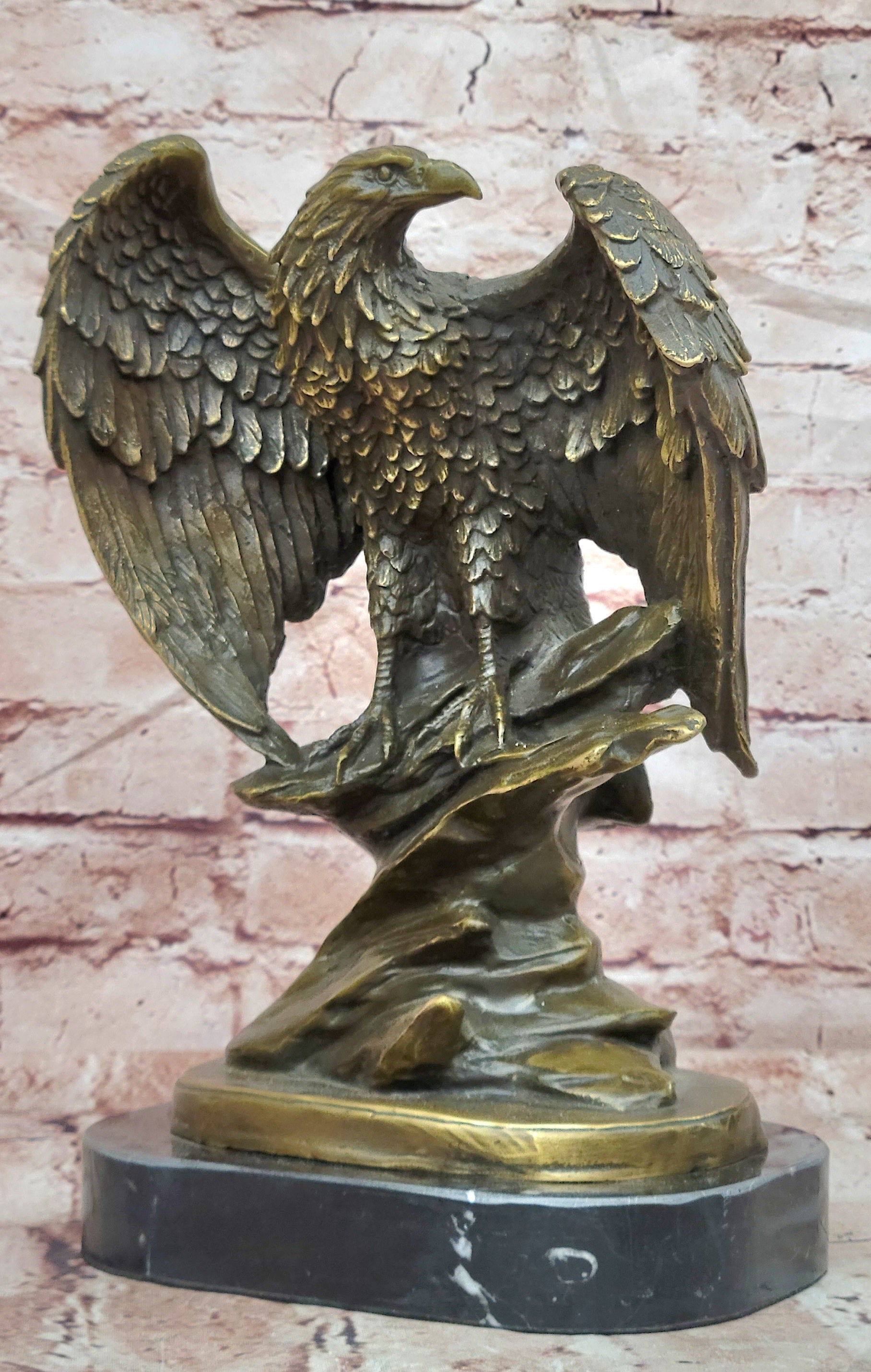 American Patriotism Freedom Eagle Real Bronze Sculpture by Moigniez Figurine
