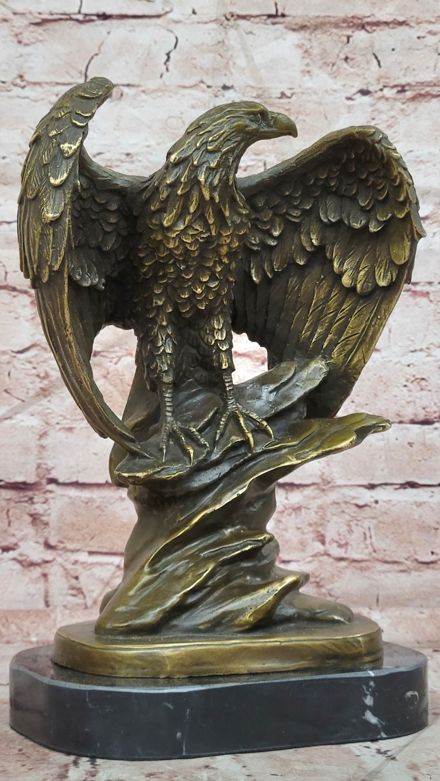 American Patriotism Freedom Eagle Real Bronze Sculpture by Moigniez Figurine