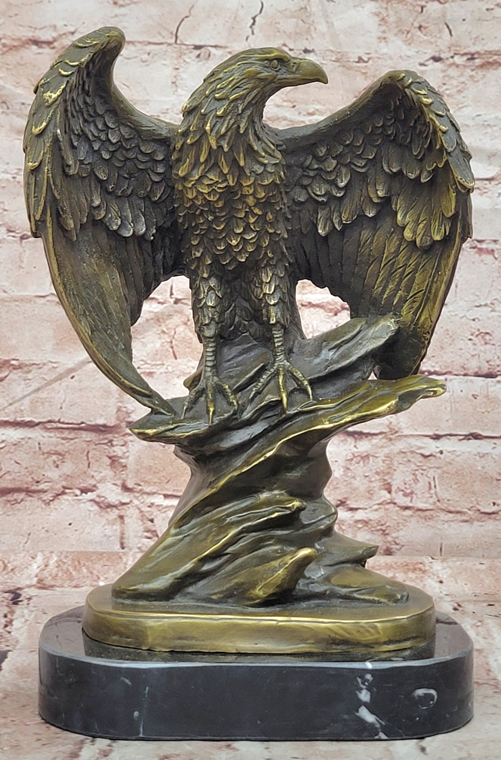 American Patriotism Freedom Eagle Real Bronze Sculpture by Moigniez Figurine