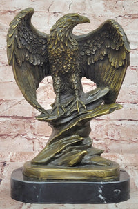 American Patriotism Freedom Eagle Real Bronze Sculpture by Moigniez Figurine