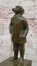 Anthropomorphic Dog Bronze Sculpture on Book - Whimsical Art
