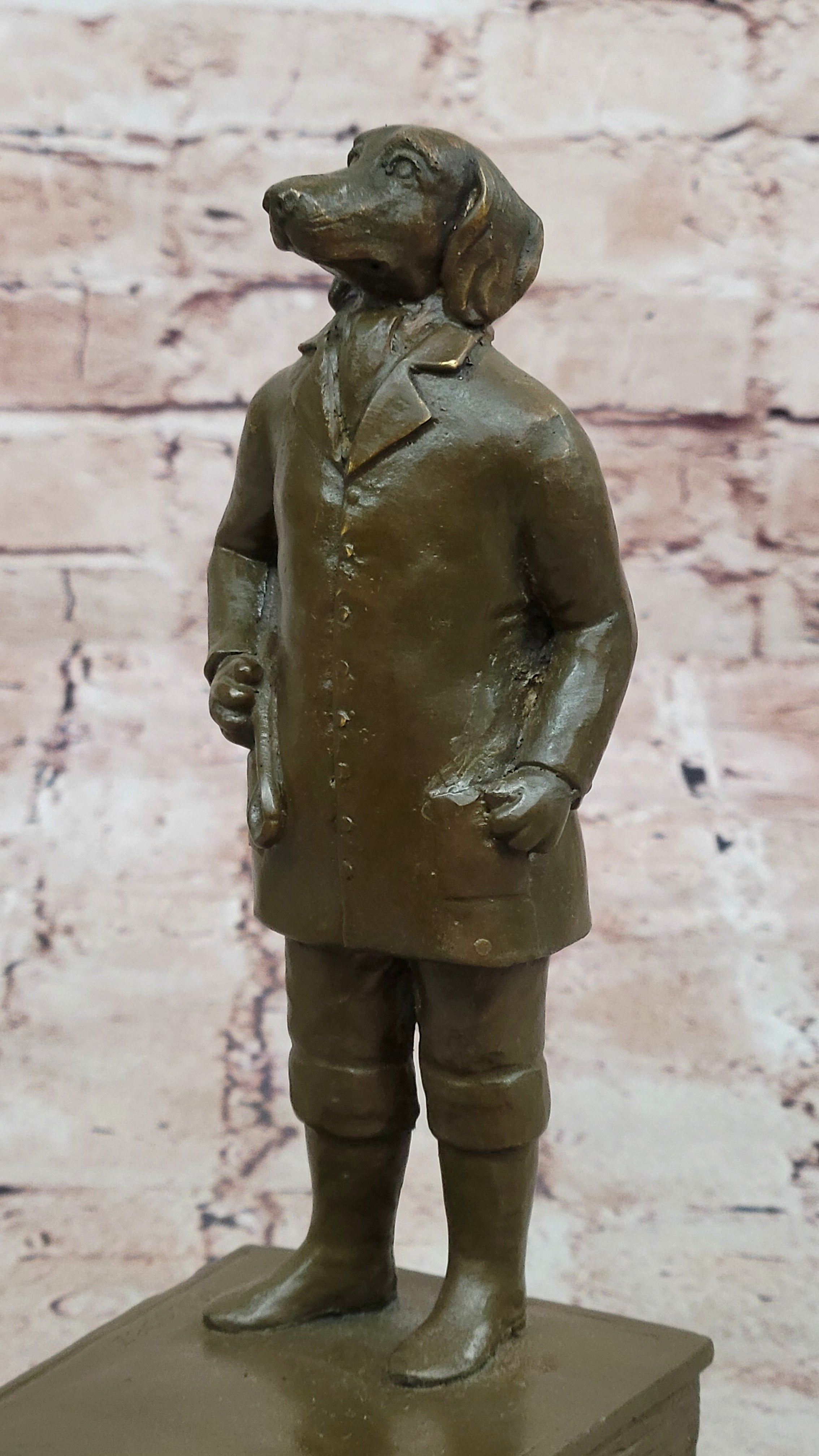 Anthropomorphic Dog Bronze Sculpture on Book - Whimsical Art