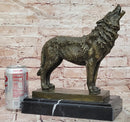 Genuine Bronze Sculpture of a Howling Wolf by Barye Hot Cast Figurine Statue