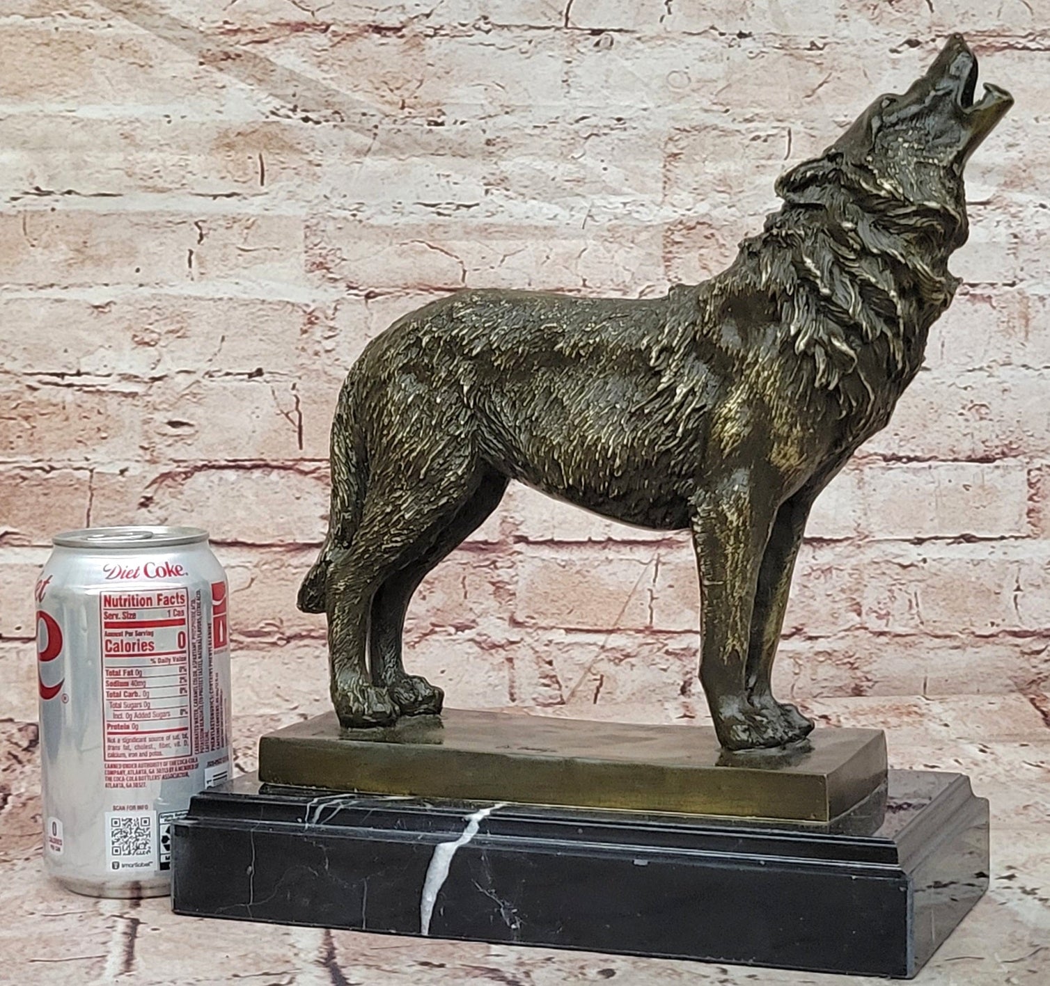 Genuine Bronze Sculpture of a Howling Wolf by Barye Hot Cast Figurine Statue