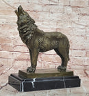Genuine Bronze Sculpture of a Howling Wolf by Barye Hot Cast Figurine Statue