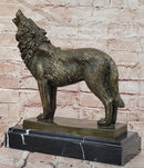 Genuine Bronze Sculpture of a Howling Wolf by Barye Hot Cast Figurine Statue