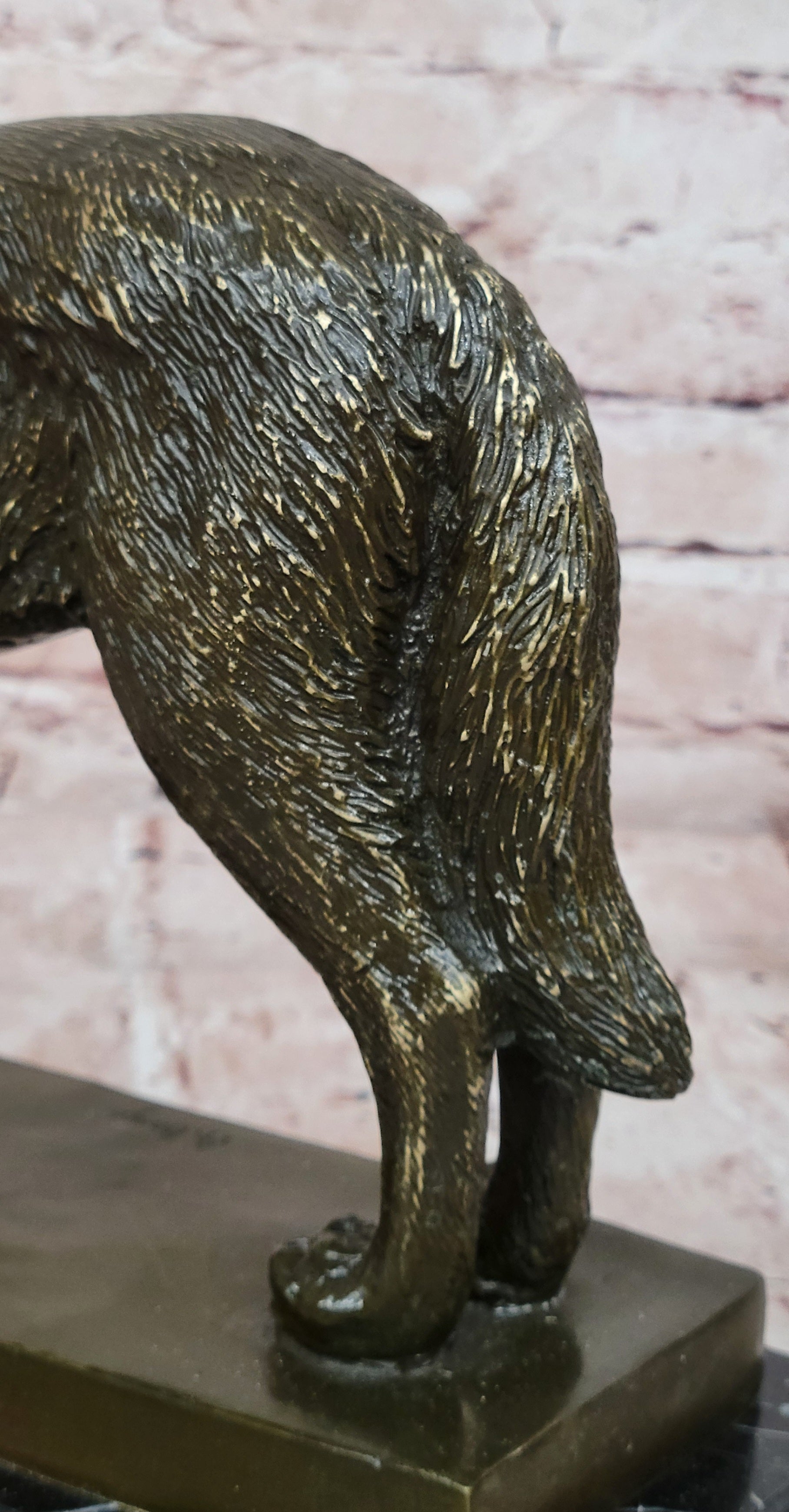 Genuine Bronze Sculpture of a Howling Wolf by Barye Hot Cast Figurine Statue