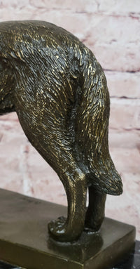 Genuine Bronze Sculpture of a Howling Wolf by Barye Hot Cast Figurine Statue