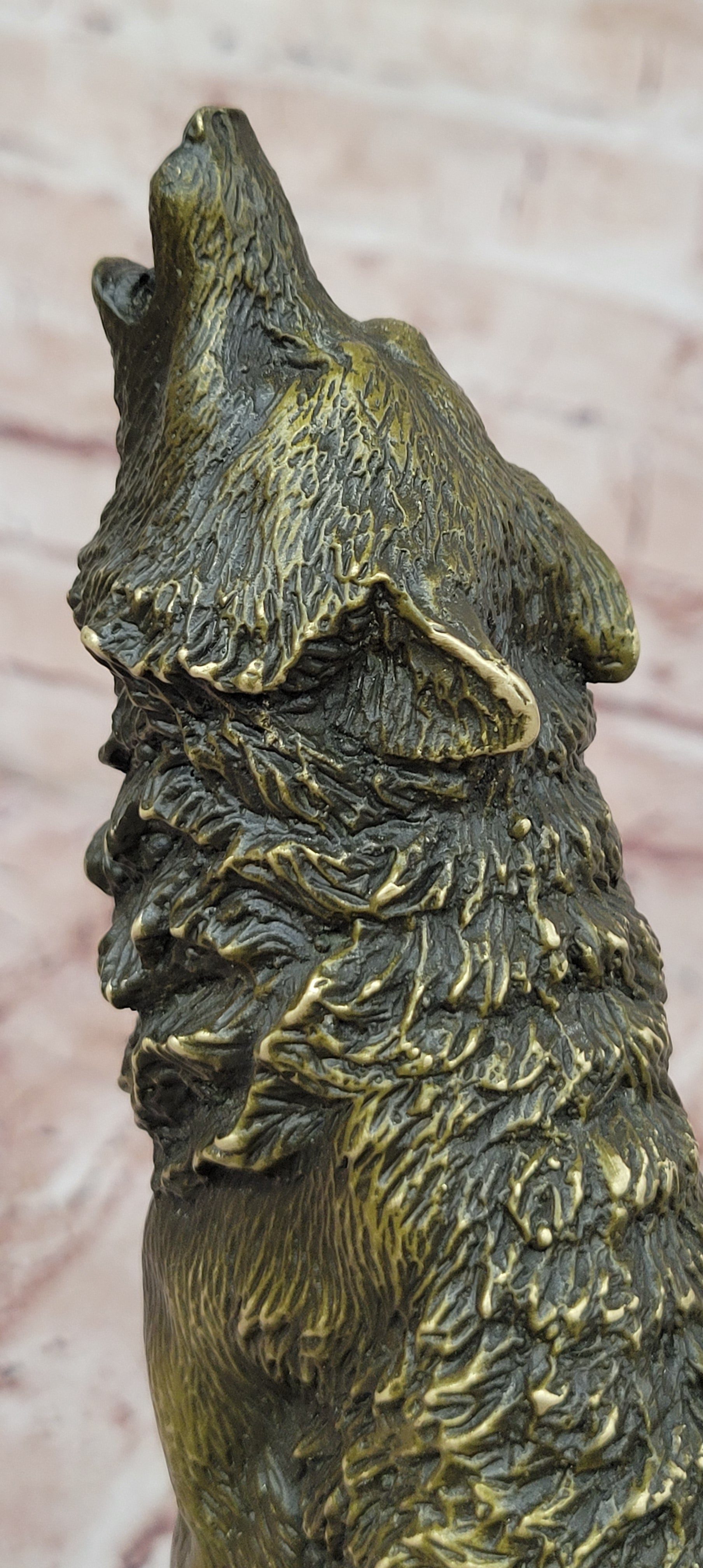 Howling Lone Wolf Real Bronze Sculpture Statue Detailed Artwork by Barye Figure