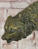 Howling Lone Wolf Real Bronze Sculpture Statue Detailed Artwork by Barye Figure