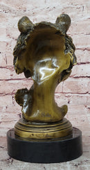 Genuine Bronze Wildlife Roaring Bear Bust Sculpture Statue Figurine Figure