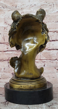 Genuine Bronze Wildlife Roaring Bear Bust Sculpture Statue Figurine Figure