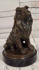 Signed A. Caine Bronze Sculpture Collie Dog Statue Loyal Companion Figurine