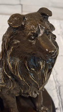 Signed A. Caine Bronze Sculpture Collie Dog Statue Loyal Companion Figurine