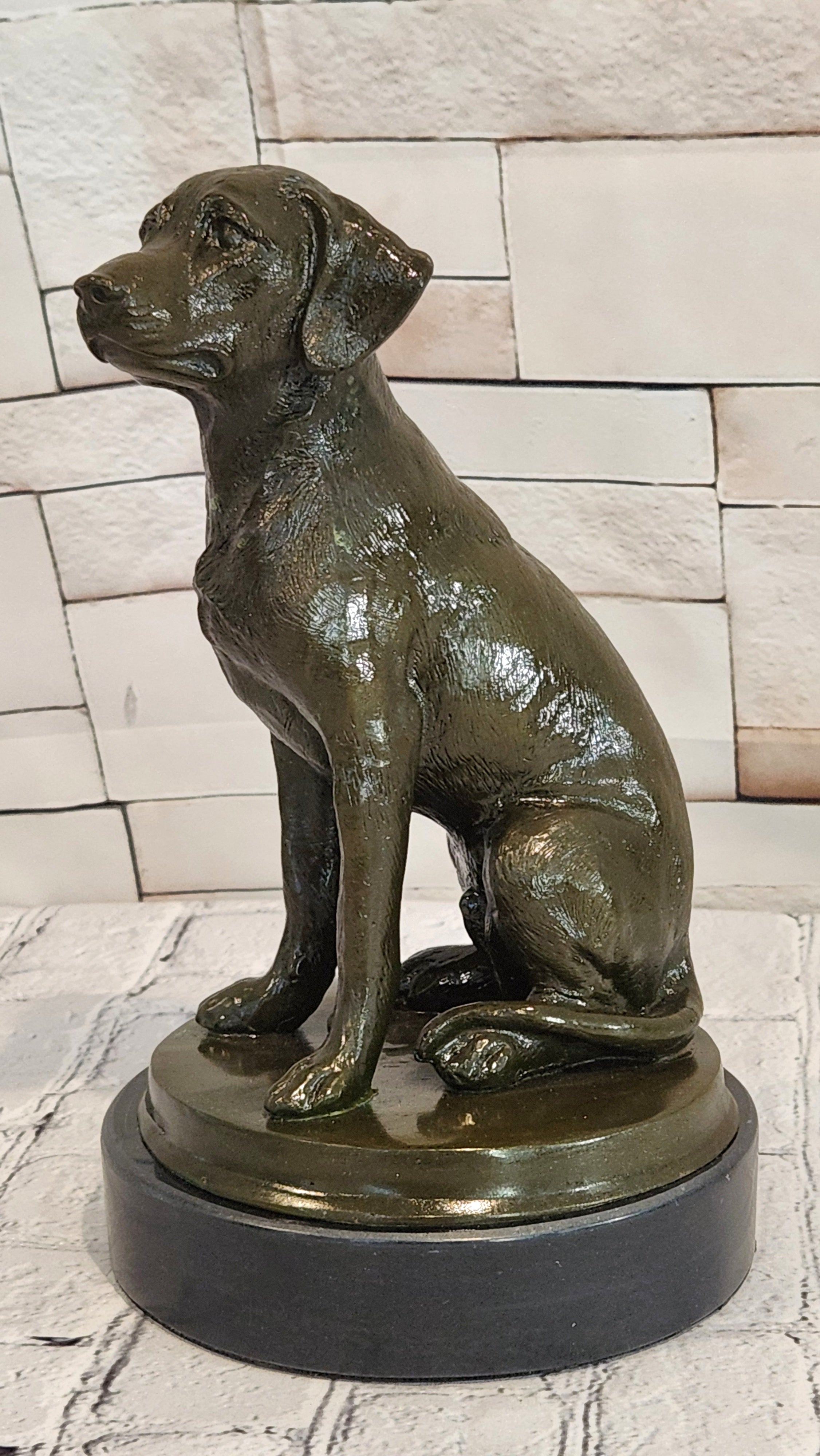 Signed Original Miguel Lopez Labrador Retriever 100% Bronze Sculpture Statue Decor