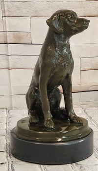 Signed Original Miguel Lopez Labrador Retriever 100% Bronze Sculpture Statue Decor